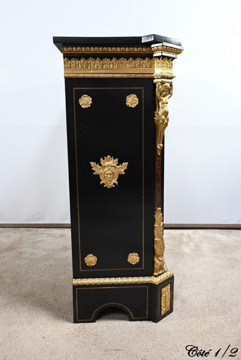 Blackened Pear Wood Support Unit, Boulle Spirit, Napoleon III Period – Mid-19th Century-photo-5