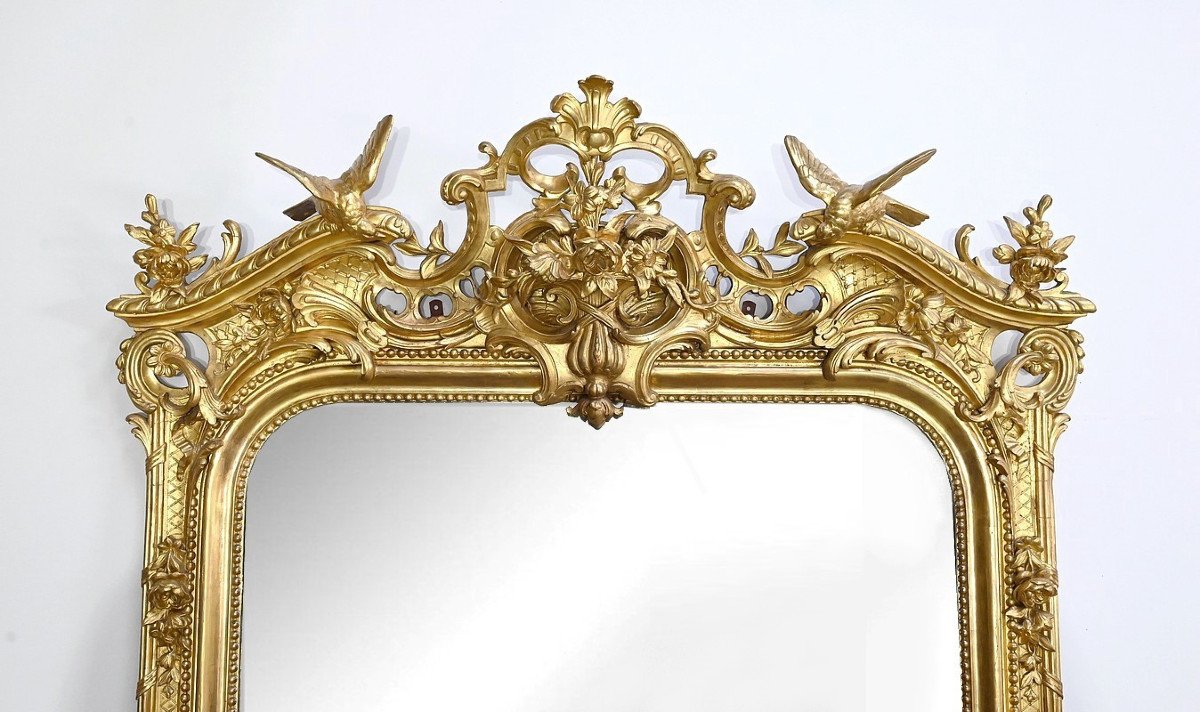 Important Miroir En Bois Doré, Style Louis XV – Début XIXe-photo-3