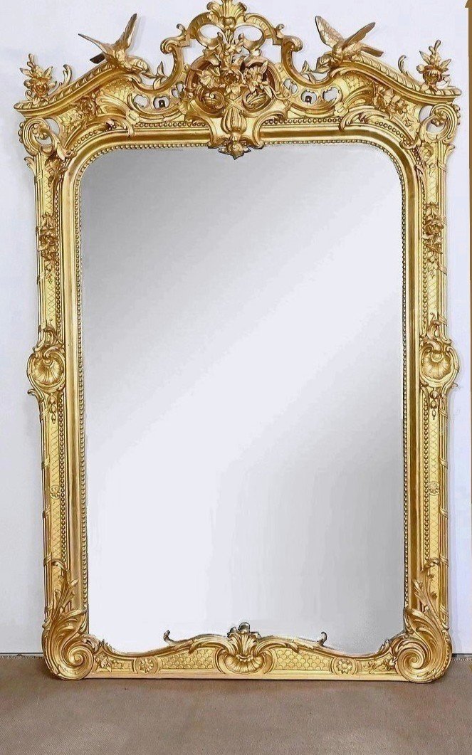 Important Miroir En Bois Doré, Style Louis XV – Début XIXe