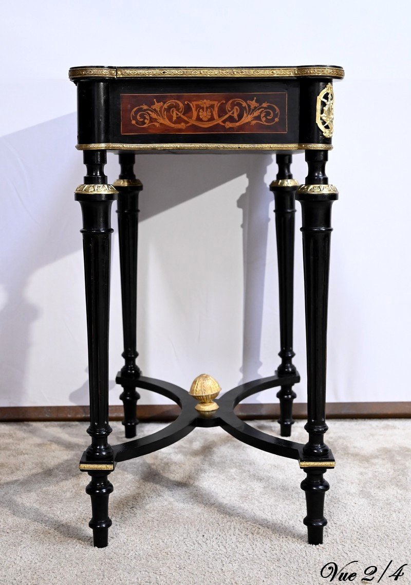 Small Table In Blackened Pear Wood And Thuja Burl, Louis XVI Style, Napoleon III Period – Middle-photo-6