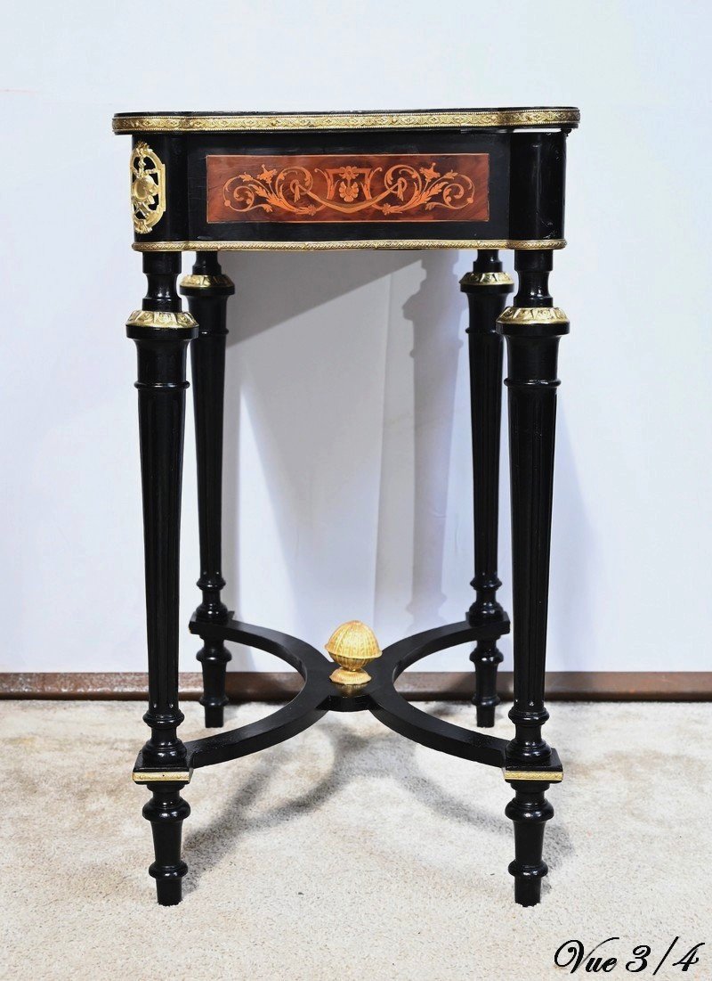 Small Table In Blackened Pear Wood And Thuja Burl, Louis XVI Style, Napoleon III Period – Middle-photo-7