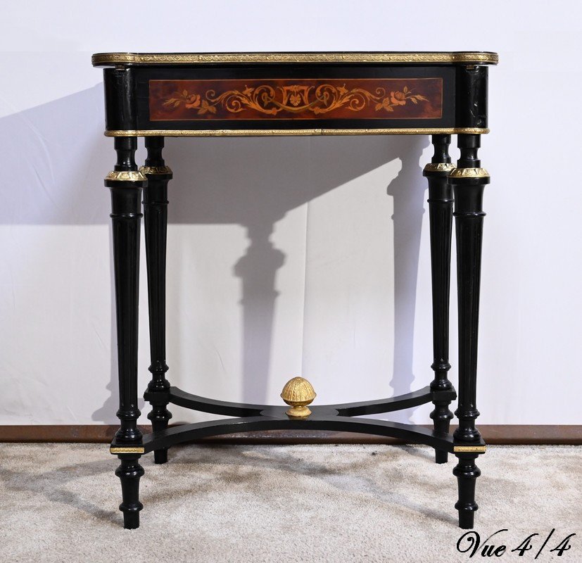 Small Table In Blackened Pear Wood And Thuja Burl, Louis XVI Style, Napoleon III Period – Middle-photo-8