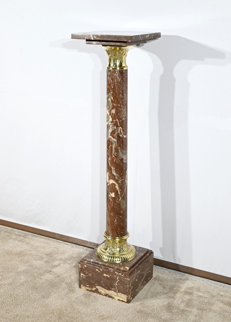 Red Pyrenees Marble Column – Late 19th Century-photo-3