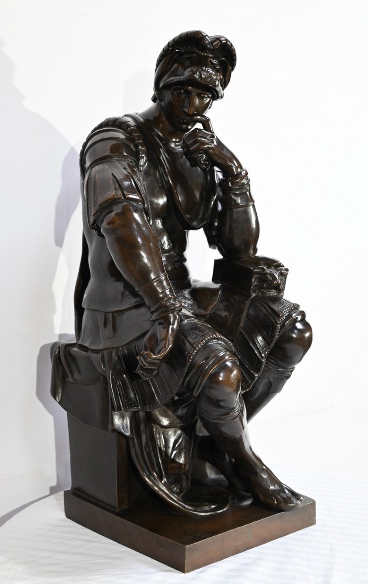 Bronze “laurent De Medici” After Michelangelo, 19th – Mid 19th Century School-photo-3