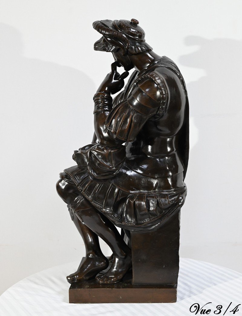 Bronze “laurent De Medici” After Michelangelo, 19th – Mid 19th Century School-photo-7