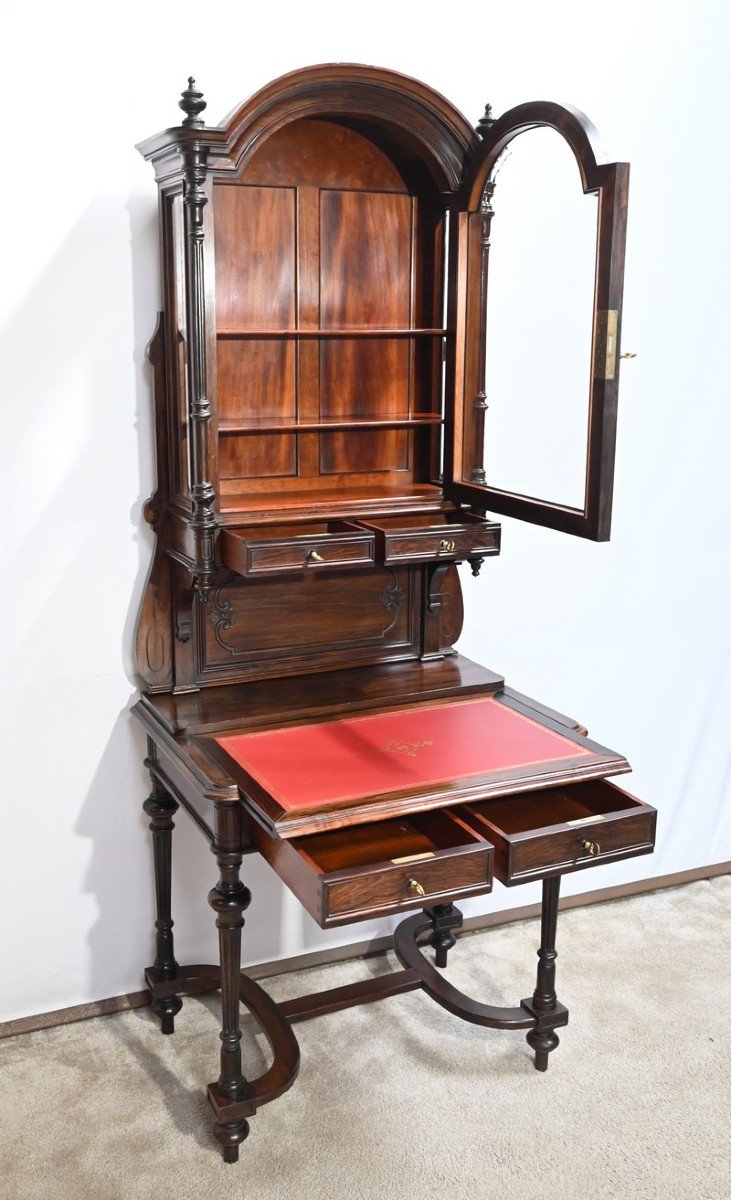 Small Rosewood Showcase Desk, Napoleon III Period - Mid-19th Century-photo-2