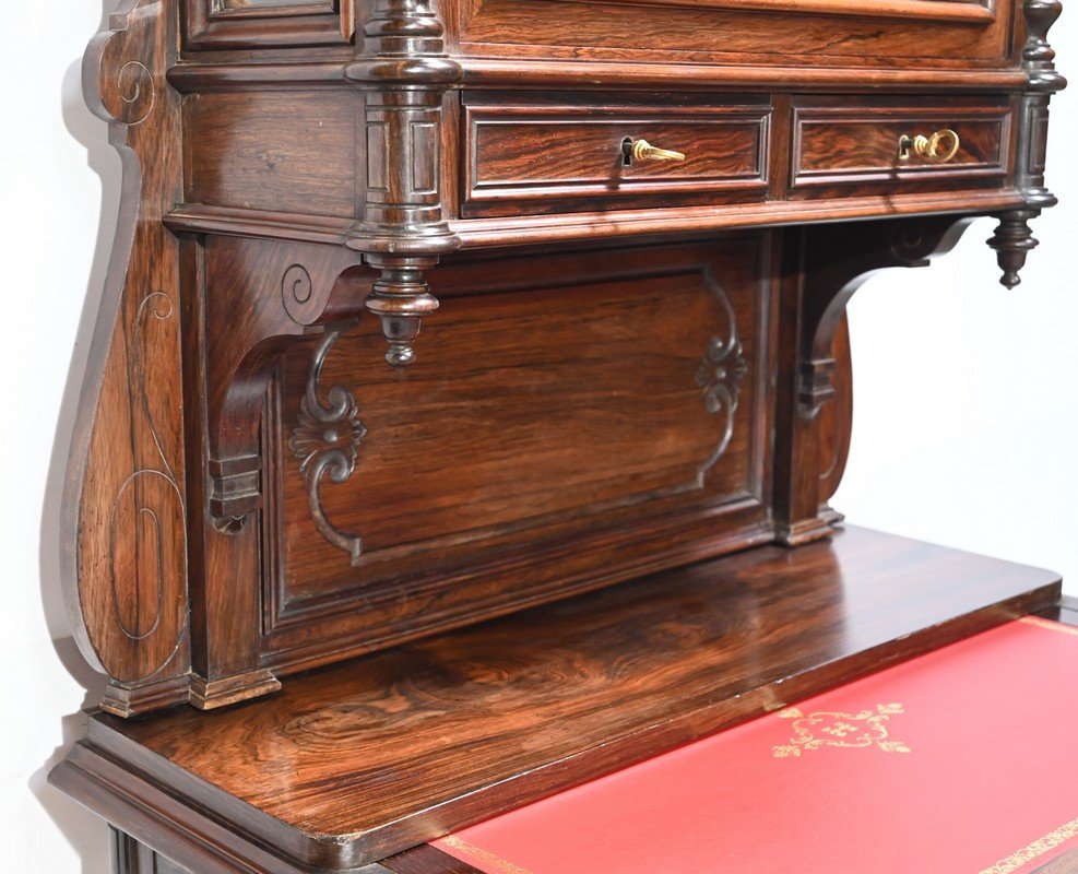 Small Rosewood Showcase Desk, Napoleon III Period - Mid-19th Century-photo-2