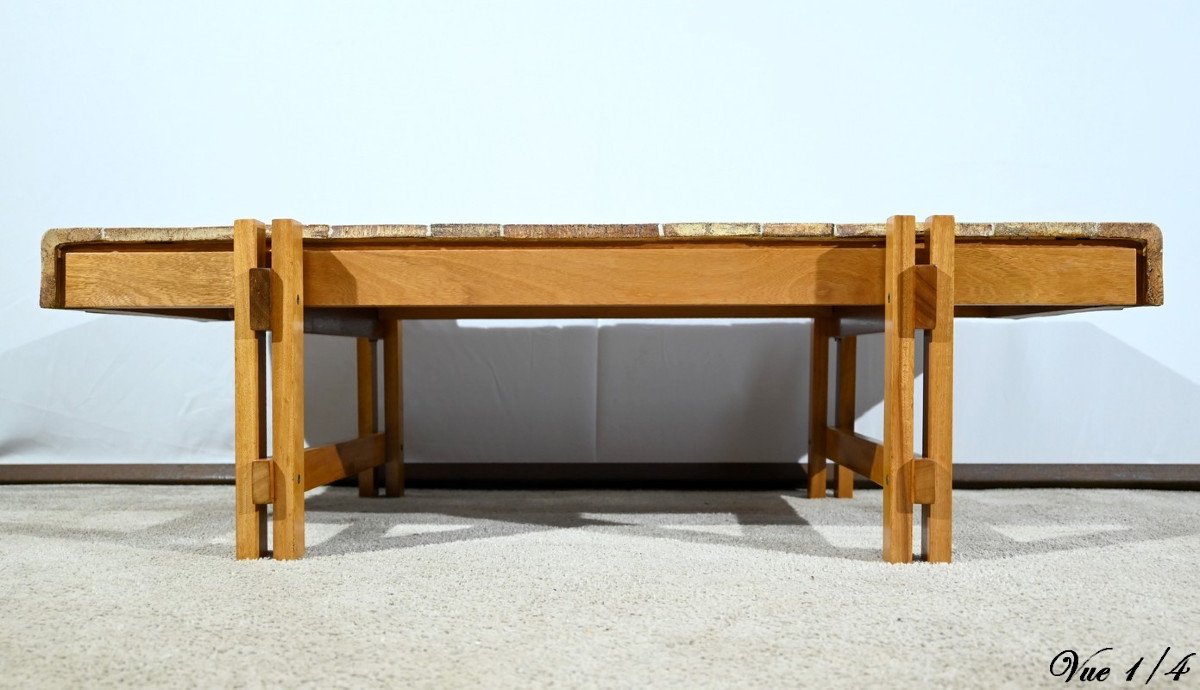 Table Basse En Grès De Vallauris, Signée R.capron, Collection « Les Herbiers » – 1960-photo-3