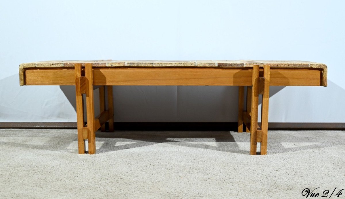 Vallauris Sandstone Coffee Table, Signed R.capron, “les Herbiers” Collection – 1960-photo-4