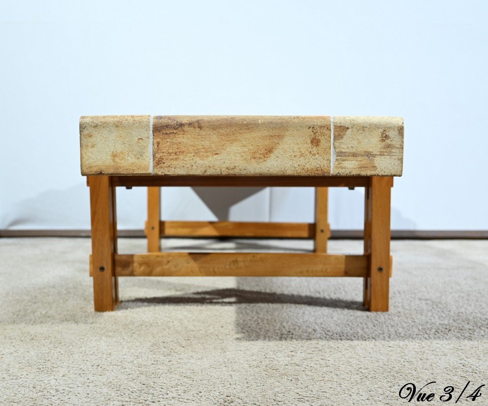 Vallauris Sandstone Coffee Table, Signed R.capron, “les Herbiers” Collection – 1960-photo-5