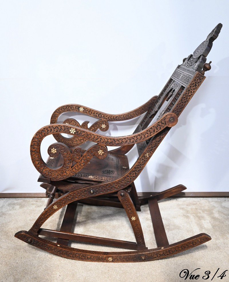 Syrian Rocking Chair In Walnut – Late 19th Century-photo-7