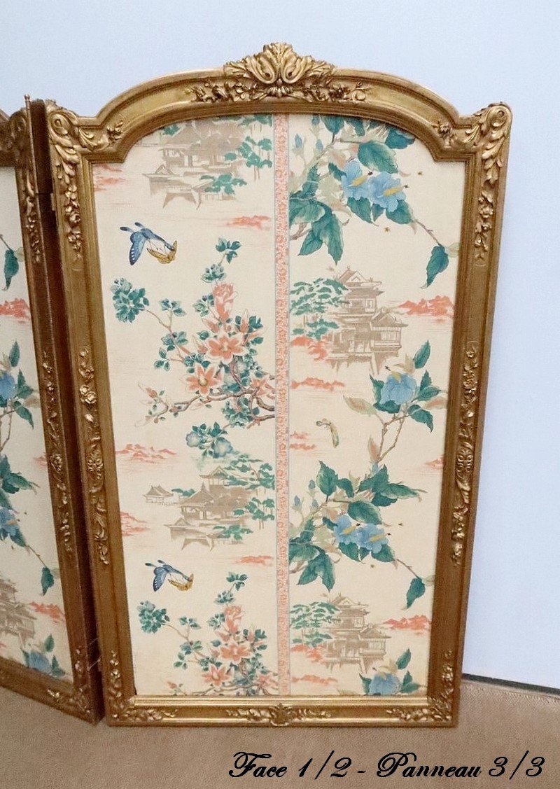 Screen In Silk And Golden Wood, Louis XV Style And Asian Decors – 2nd Part 19th-photo-4