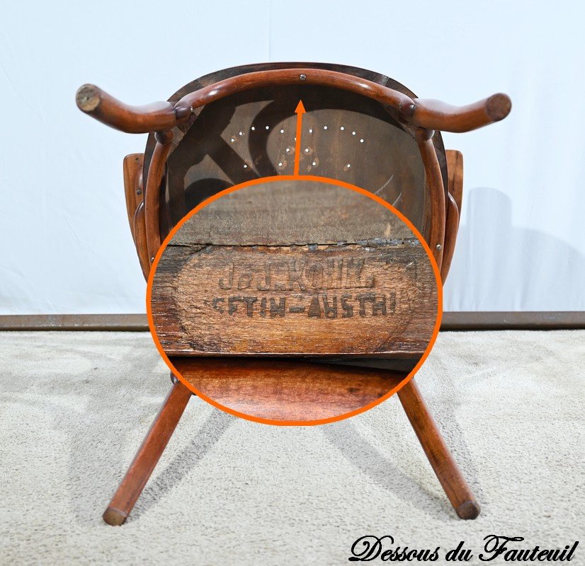 Fauteuil De Bureau En Hêtre, Estampillé J&j Kohn – Début XXe-photo-8