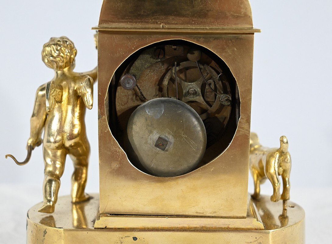 Small Travel Clock In Gilt Bronze, Empire Period - Early 19th Century-photo-7