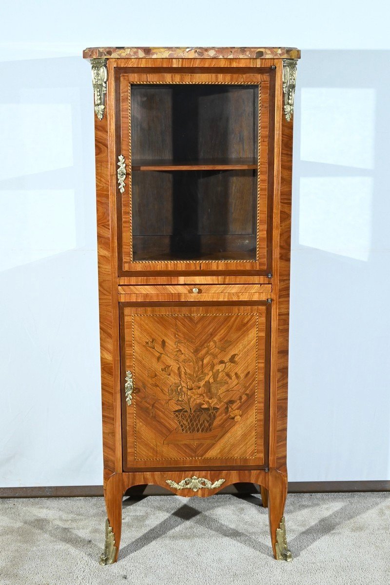 Petite Vitrine En Bois De Rose, Style Transition Louis XV / Louis XVI – Début XXe