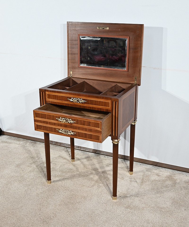 Petite Commode Chiffonnière Coiffeuse En Bois De Rose Et Acajou, époque Louis XVI – XVIIIe-photo-2