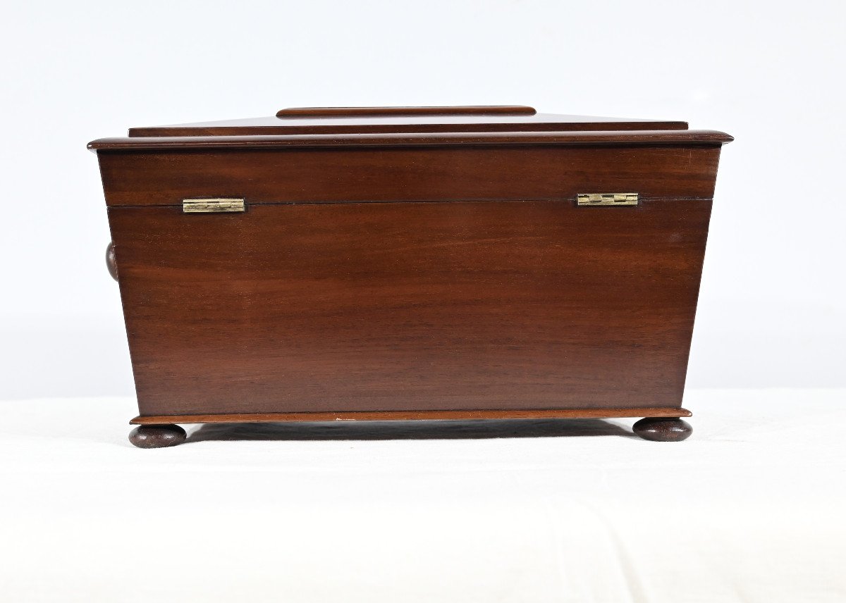 Rare English Tea Box ''tea Caddy'' In Mahogany - Mid-19th Century-photo-4