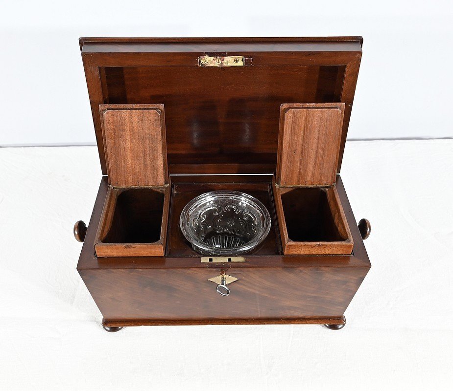 Rare English Tea Box ''tea Caddy'' In Mahogany - Mid-19th Century-photo-5