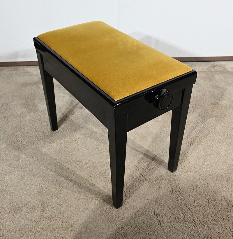 Adjustable Piano Bench, In Black Lacquered Wood – 1970-photo-1