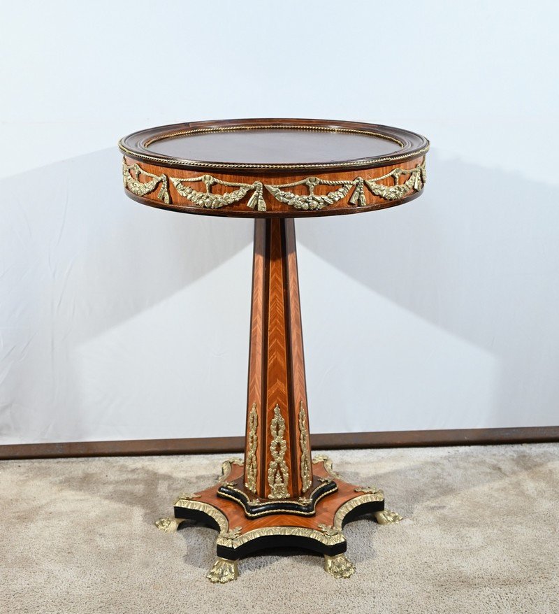 Pedestal Table In Precious Wood, Restoration Style, Napoleon III Period – Mid-19th Century