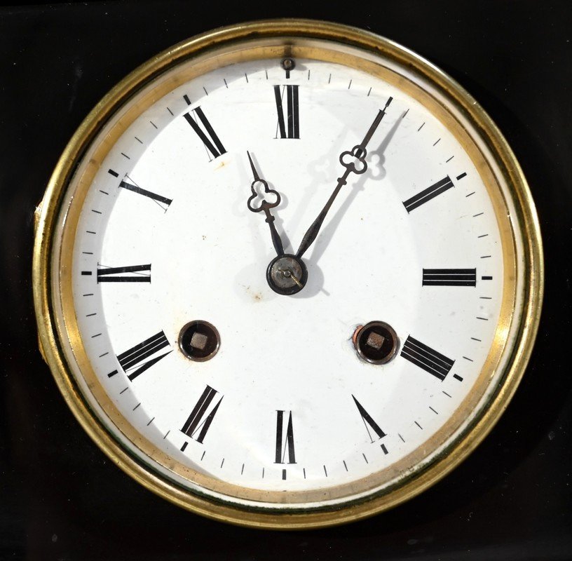 Horloge En Marbre Et Bronze « Le Joueur De Flute » - Milieu XIXe-photo-2