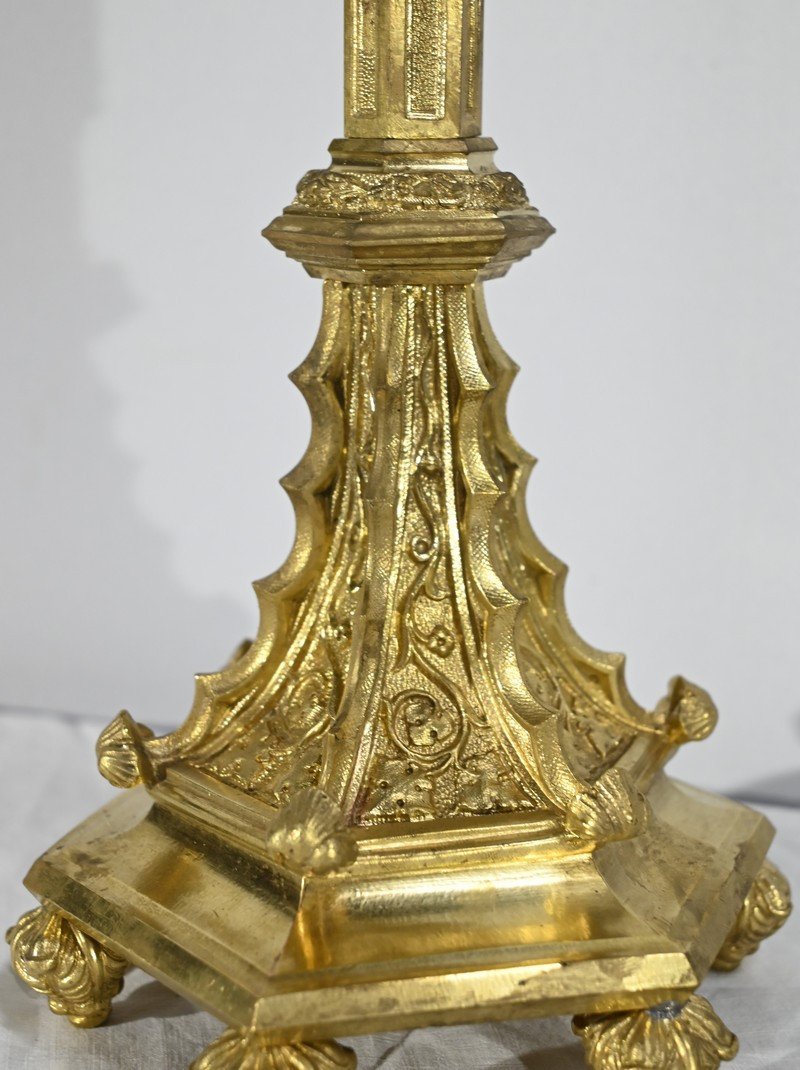 Candlestick In Gilt Bronze – 2nd Half 19th Century-photo-4