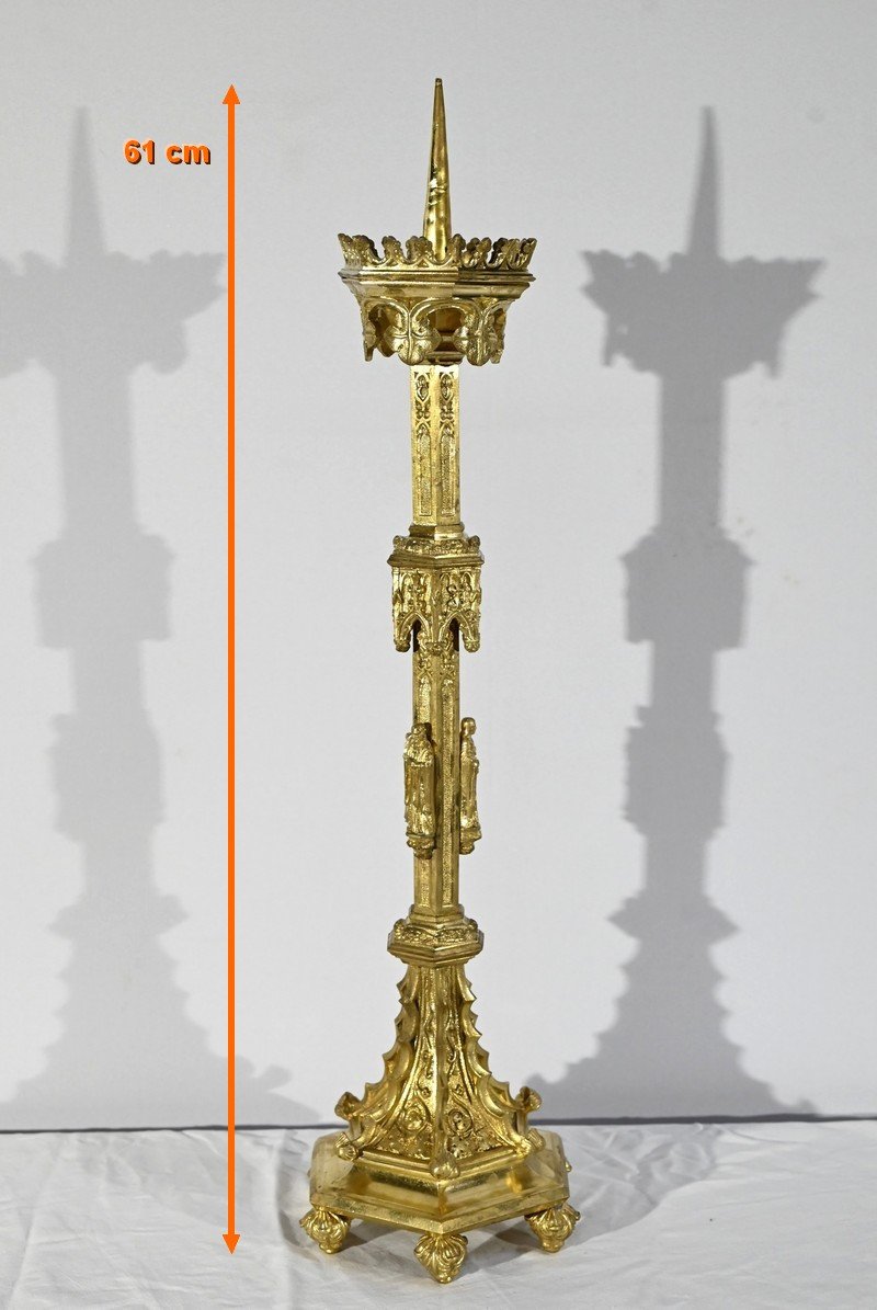 Candlestick In Gilt Bronze – 2nd Half 19th Century-photo-7