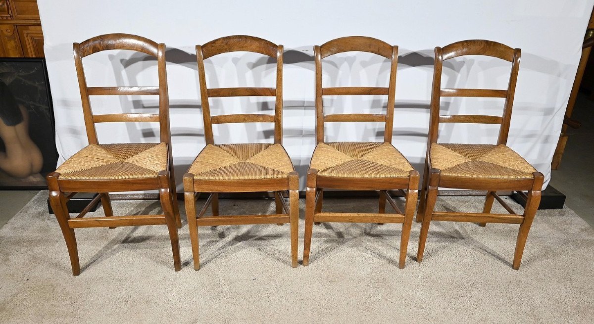 Suite Of 4 Chairs In Solid Walnut, Restoration Period – 1st Part 19th-photo-2