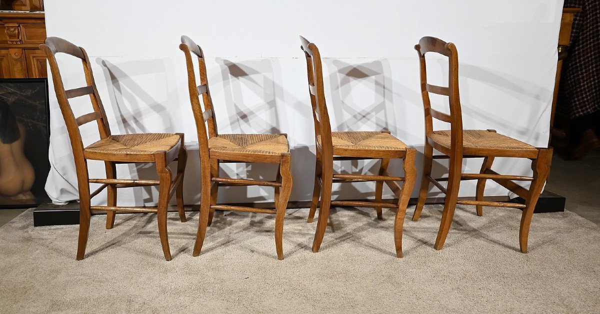 Suite Of 4 Chairs In Solid Walnut, Restoration Period – 1st Part 19th-photo-3