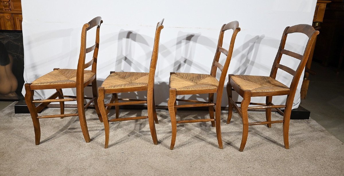 Suite Of 4 Chairs In Solid Walnut, Restoration Period – 1st Part 19th-photo-4