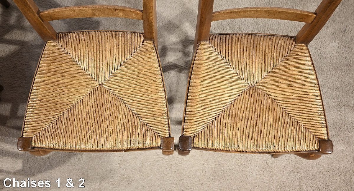 Suite Of 4 Chairs In Solid Walnut, Restoration Period – 1st Part 19th-photo-1