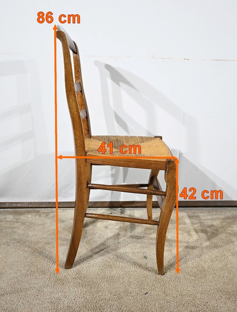 Suite Of 4 Chairs In Solid Walnut, Restoration Period – 1st Part 19th-photo-7