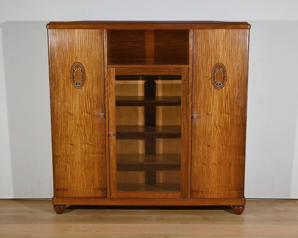 Small Library Cabinet In Blond Mahogany, Art Deco – 1940