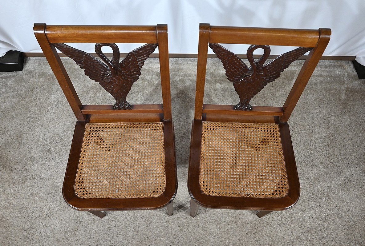 Pair Of Mahogany Chairs, Directoire Style - Late 19th Century-photo-3