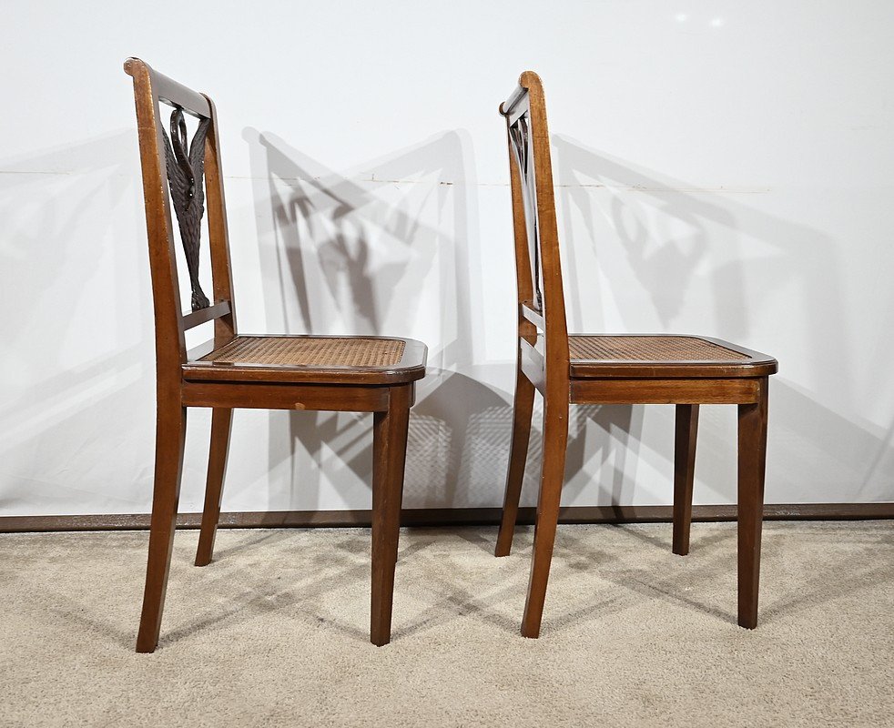 Pair Of Mahogany Chairs, Directoire Style - Late 19th Century-photo-1