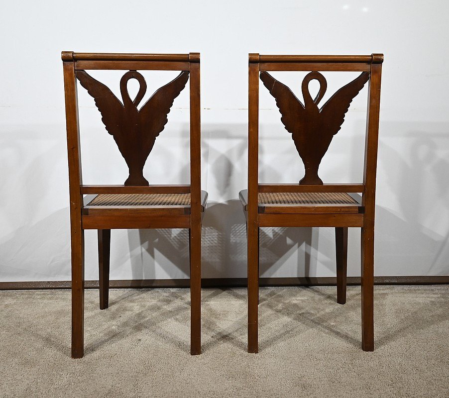 Pair Of Mahogany Chairs, Directoire Style - Late 19th Century-photo-3