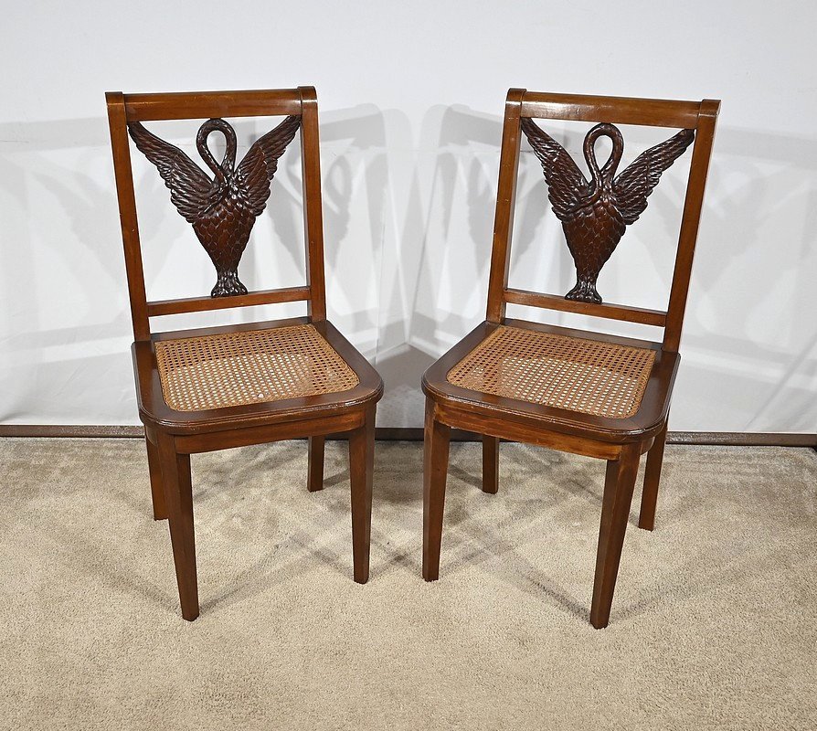 Pair Of Mahogany Chairs, Directoire Style - Late 19th Century