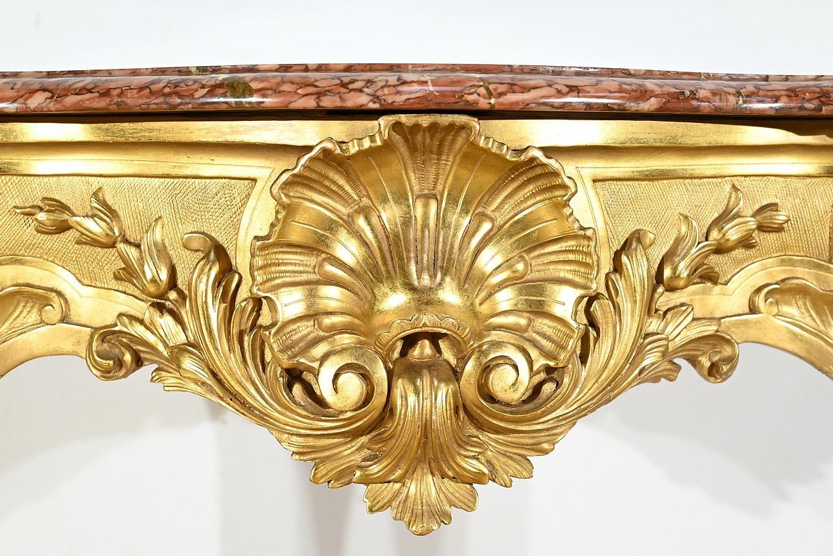 Console Murale En Bois Doré, Style Louis XV, époque Napoléon III – Milieu XIXe-photo-4