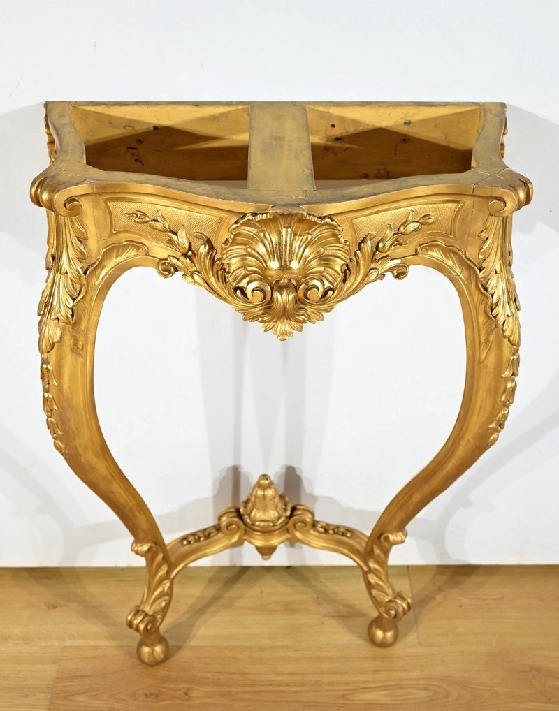 Console Murale En Bois Doré, Style Louis XV, époque Napoléon III – Milieu XIXe-photo-7