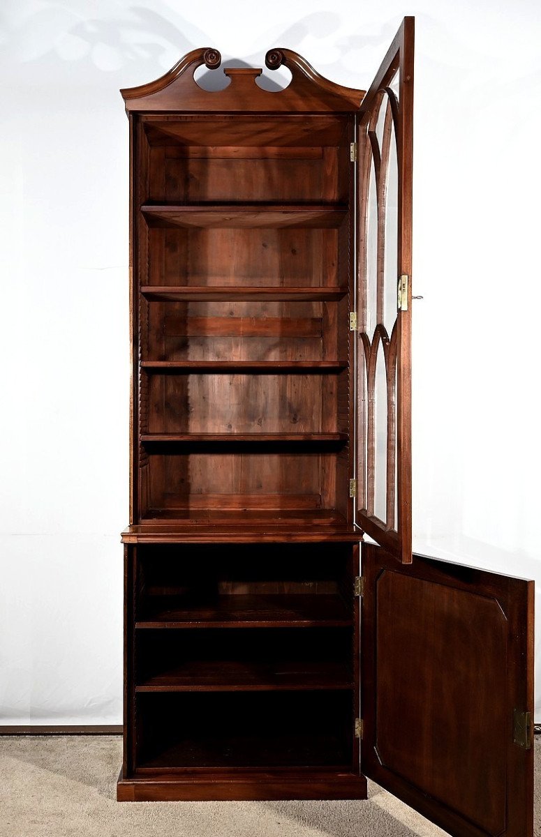 Narrow Two-body Mahogany Bookcase, Georgian Period, England – 1st Half Of The 19th Century-photo-3