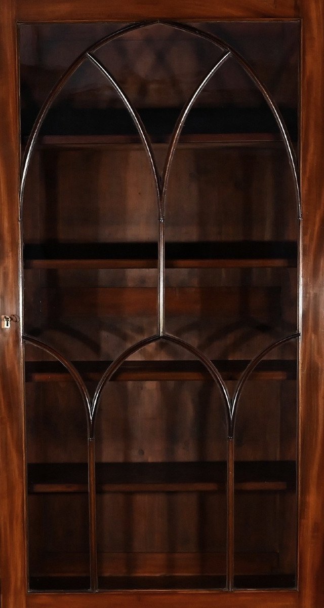 Narrow Two-body Mahogany Bookcase, Georgian Period, England – 1st Half Of The 19th Century-photo-4