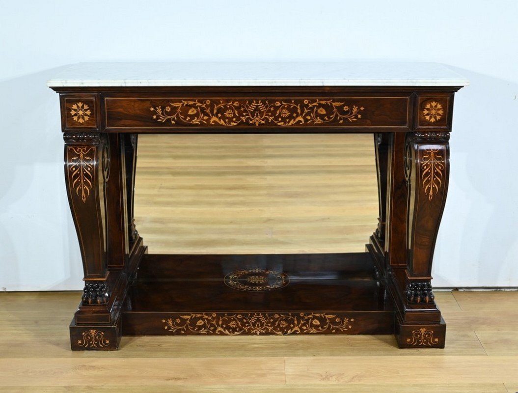 Importante Console De Prestige En Palissandre, époque Charles X – Début XIXe-photo-2