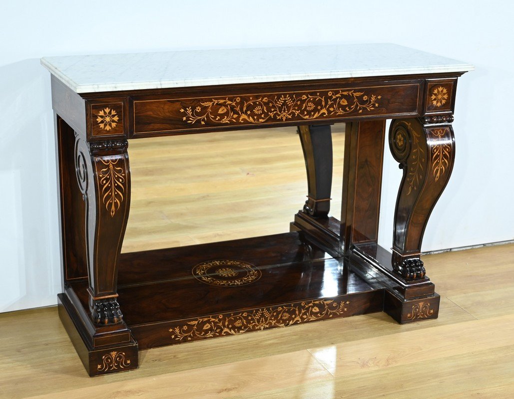 Important Prestige Console In Rosewood, Charles X Period - Early 19th Century