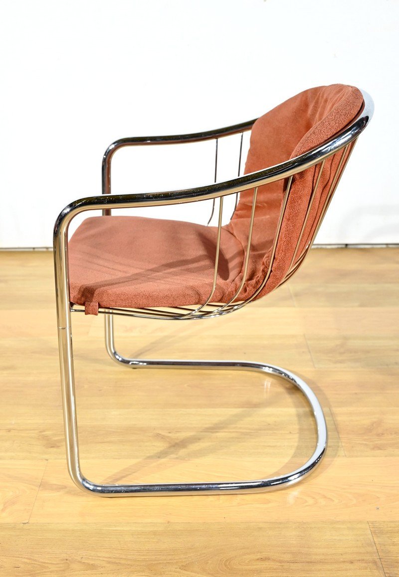 Suite Of 6 Arm Chairs, In Chromed Metal, By Gastone Rinaldi – 1970-photo-3