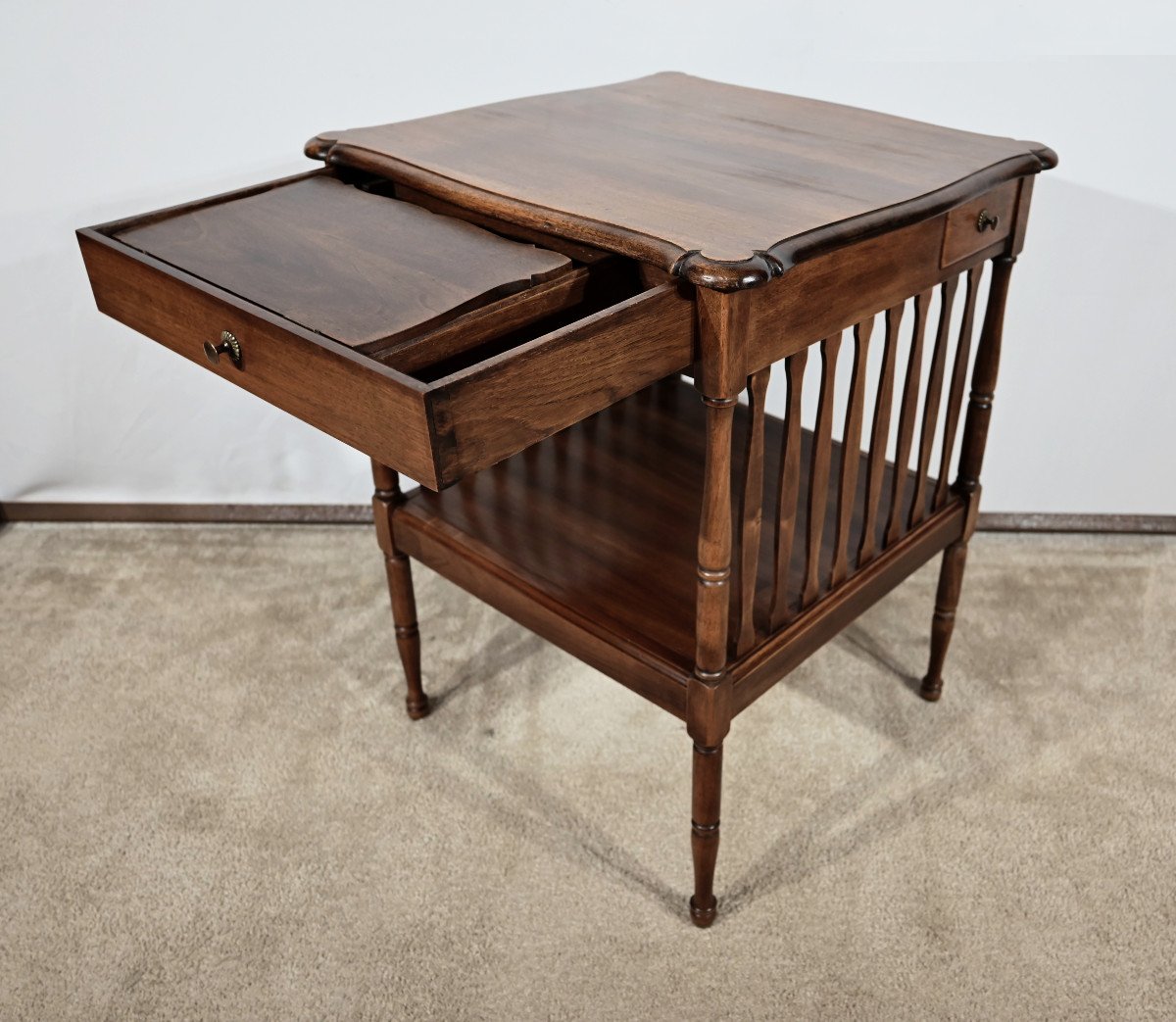 Living Room Writing Table In Solid Walnut - Early 20th Century-photo-3