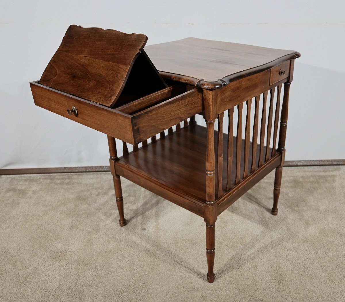 Living Room Writing Table In Solid Walnut - Early 20th Century-photo-5