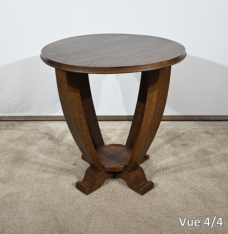 Pedestal Table In Solid Oak, Art Deco - 1930-photo-4