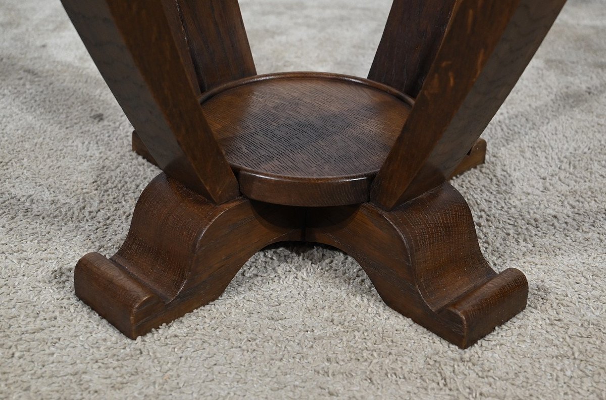 Pedestal Table In Solid Oak, Art Deco - 1930-photo-6