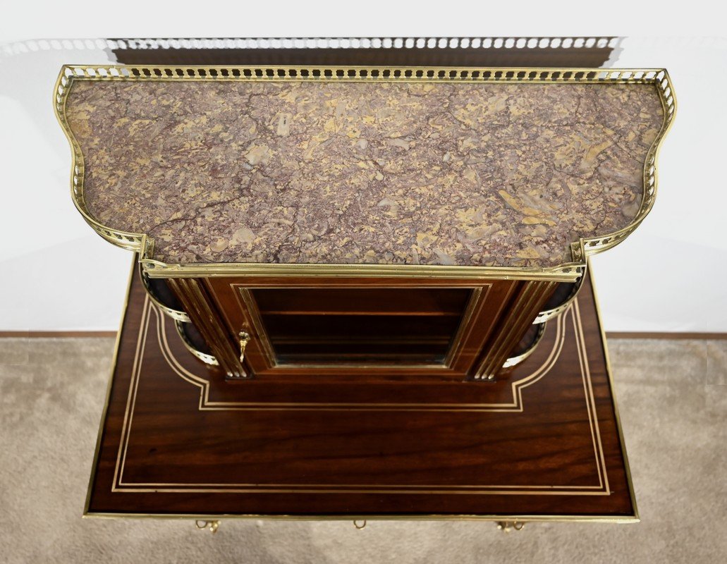 Small Mahogany Showcase Desk, Louis XVI Style – Mid-19th Century-photo-4