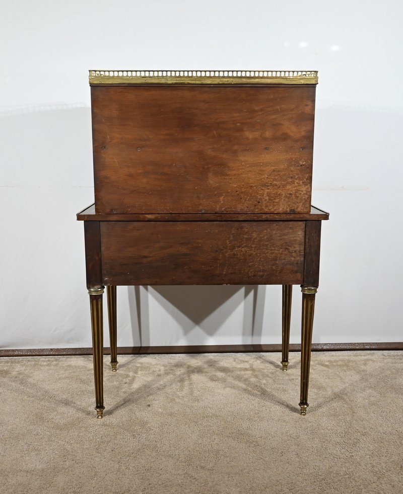 Small Mahogany Showcase Desk, Louis XVI Style – Mid-19th Century-photo-8